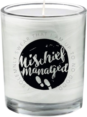 HARRY POTTER GLASS VOTIVE CANDLE MISCHIEF MANAGED