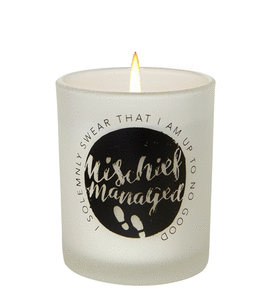 HARRY POTTER GLASS VOTIVE CANDLE MISCHIEF MANAGED