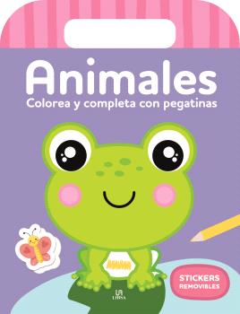 ANIMALES - COLOREA Y COMPLETA CON PEGATINAS