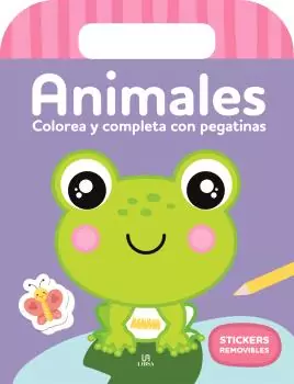ANIMALES - COLOREA Y COMPLETA CON PEGATINAS